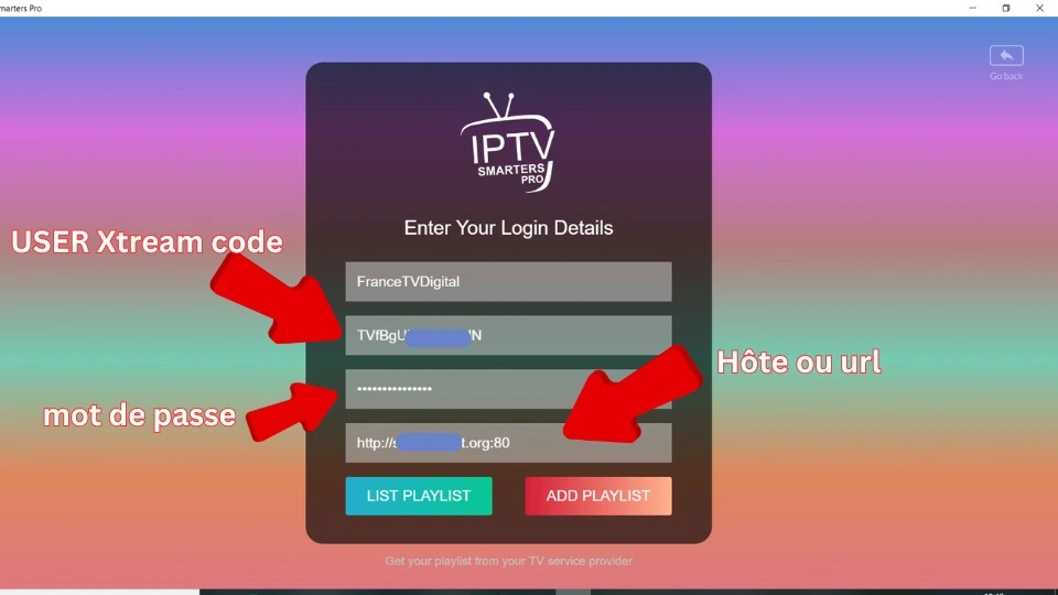 iptv xtream code sur smarters pro