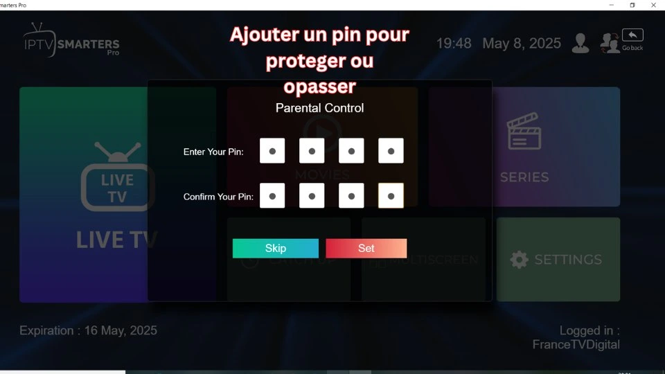 controle parental sur iptv smarters pro