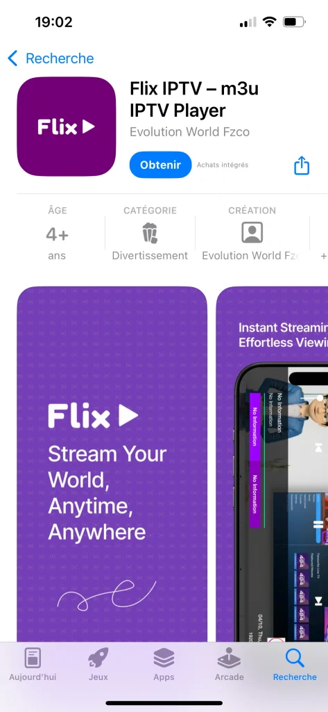 télécharger Flex IPTV depuis l’App Store